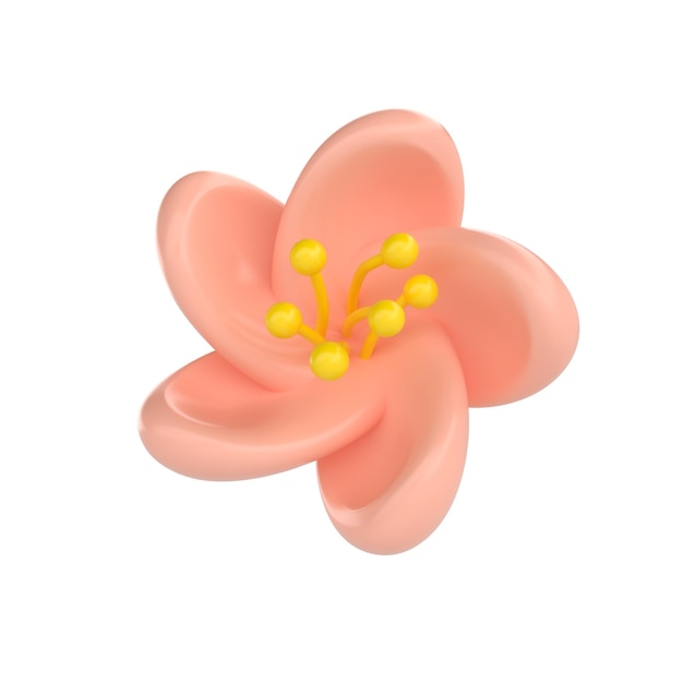 Icono 3D render primavera Cherry Blossom Sakura ilustración Pétalo simple y lindo aislado en blanco