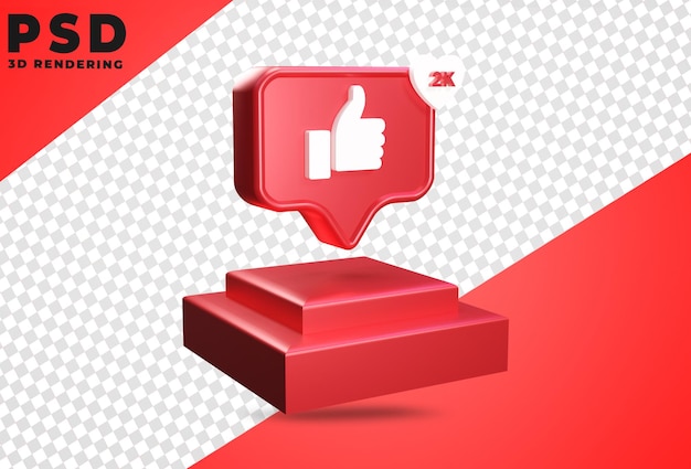 Icono 3d con representación de podio como faceboock aislado