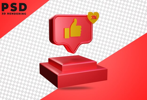 Icono 3d con representación de podio como faceboock aislado