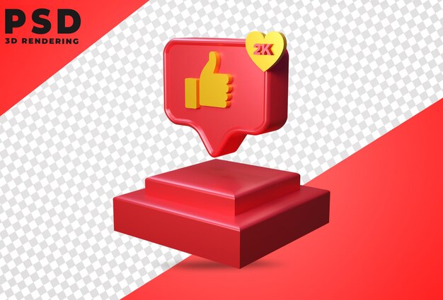 Icono 3d con representación de podio como faceboock aislado