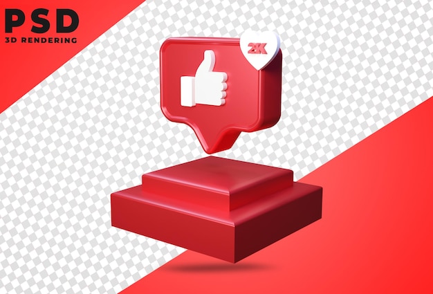 Icono 3d con representación de podio como faceboock aislado