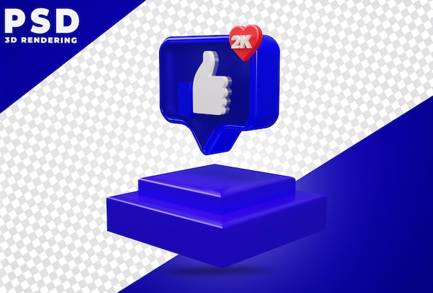 Icono 3d con representación de podio de facebook como aislado