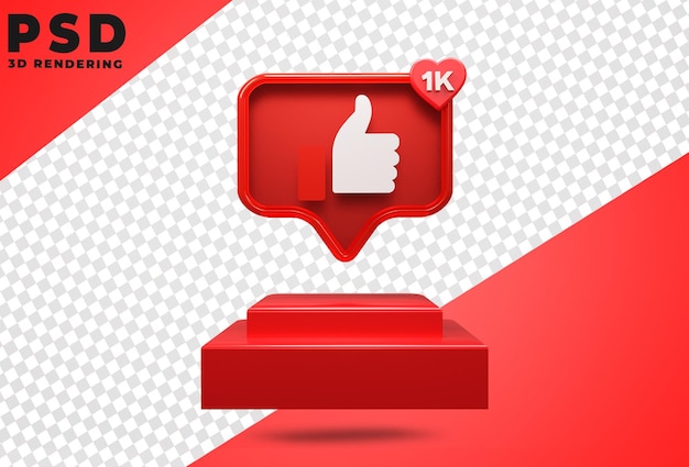 Icono 3d con representación de podio de facebook como aislado
