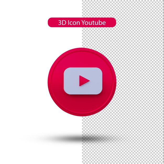 PSD icono 3d de representación de suscripción de youtube