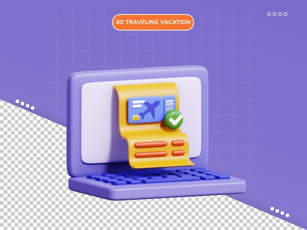 Icono 3d de reserva de viajes