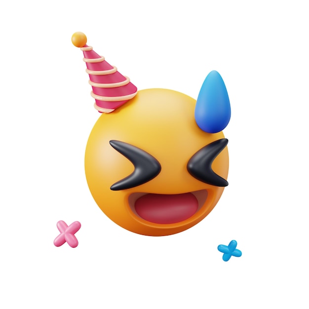 PSD icono 3d de risa para fiesta emoji