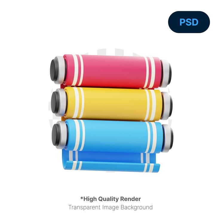 PSD icono 3d de rollo de papel de color psd premium