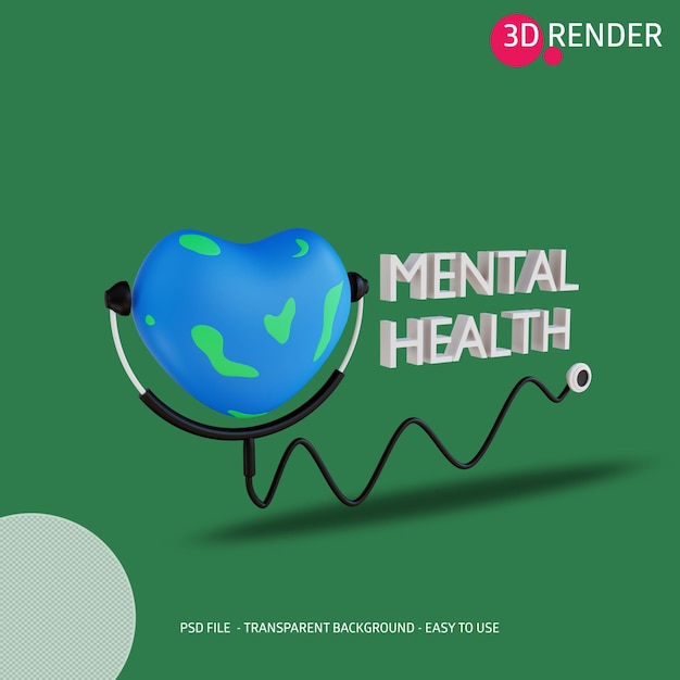 PSD icono 3d salud mental