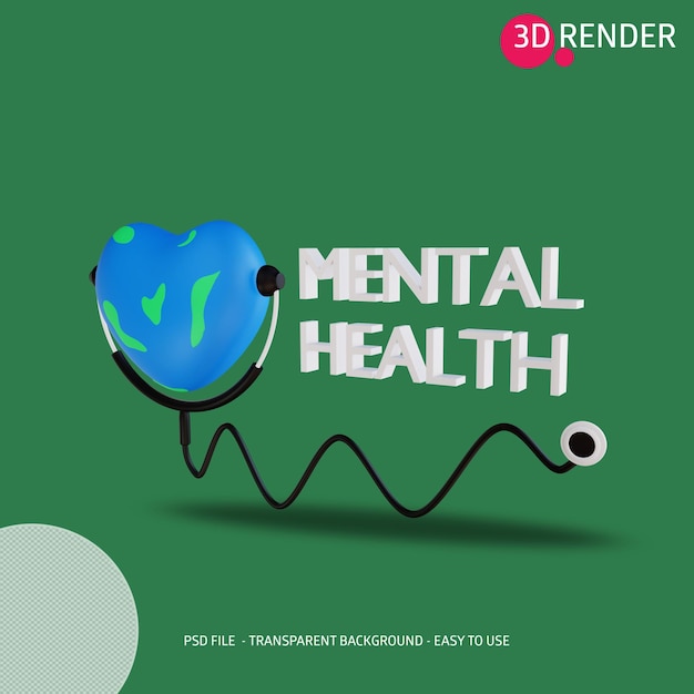 PSD icono 3d salud mental