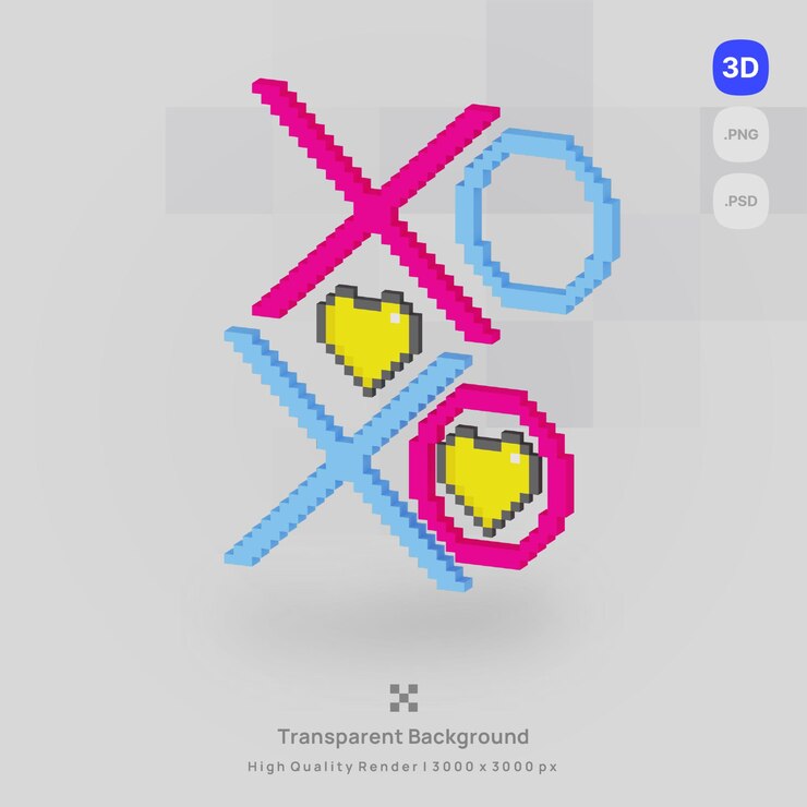 PSD icono 3d san valentín amor voxel ilustración concepto icono
