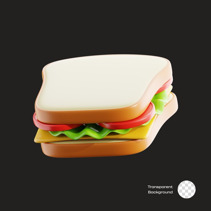 El icono 3D del sándwich de comida rápida
