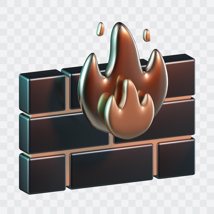 PSD icono 3d de seguridad de cortafuegos