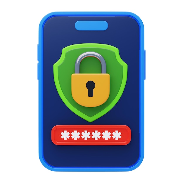 Icono 3D de seguridad móvil