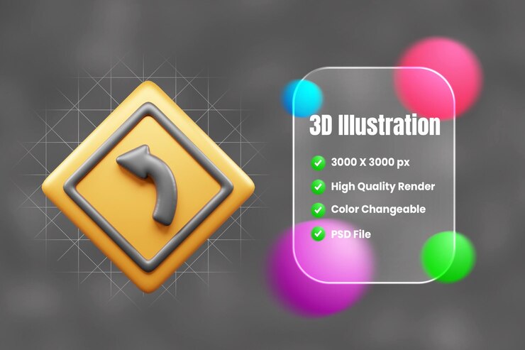 PSD icono 3d de señales de tráfico y símbolos o icono 3d de señal de tráfico