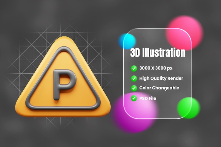 PSD icono 3d de señales de tráfico y símbolos o icono 3d de señal de tráfico