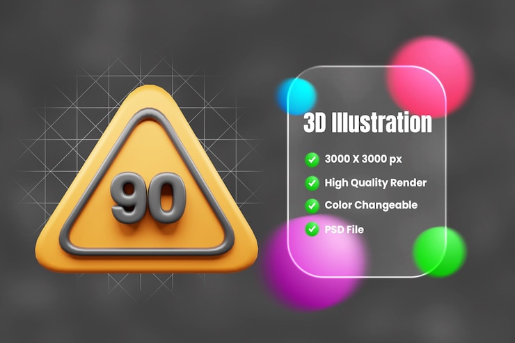 PSD icono 3d de señales de tráfico y símbolos o icono 3d de señal de tráfico