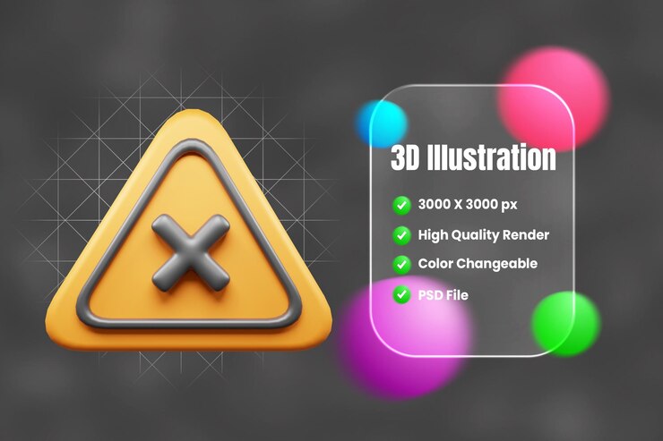 PSD icono 3d de señales de tráfico y símbolos o icono 3d de señal de tráfico