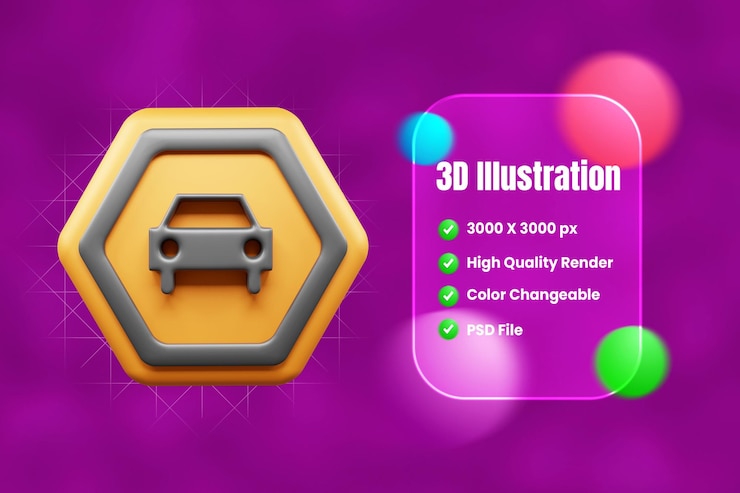 PSD icono 3d de señales de tráfico y símbolos o icono 3d de señal de tráfico