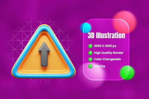 Icono 3D de señales de tráfico y símbolos o icono 3D de señal de tráfico
