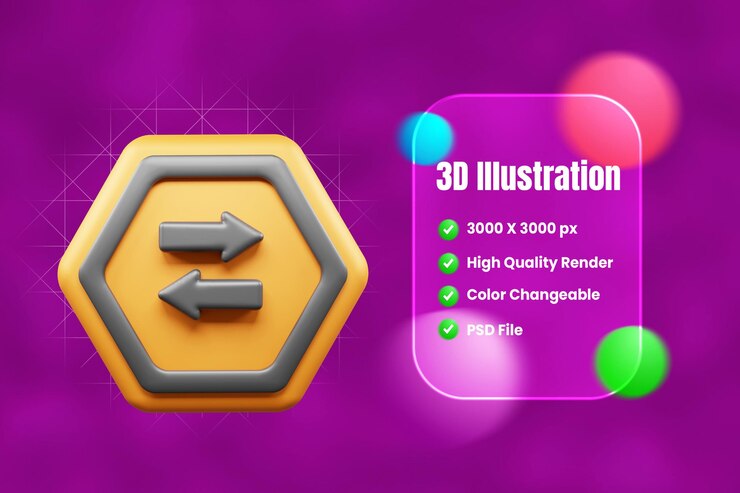 PSD icono 3d de señales de tráfico y símbolos o icono 3d de señal de tráfico