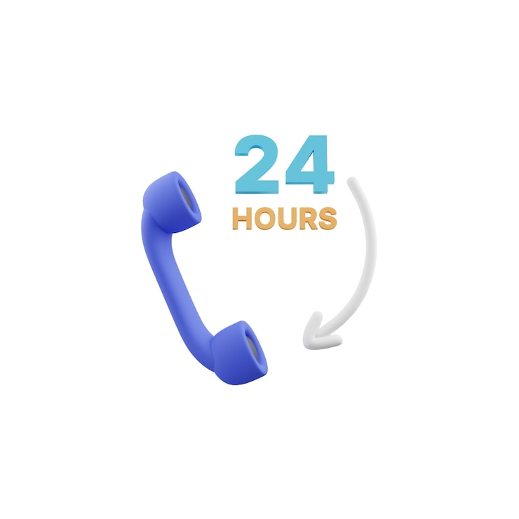 PSD icono 3d de servicio 24 horas para entrega