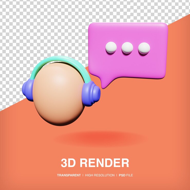 PSD icono 3d de servicio al cliente