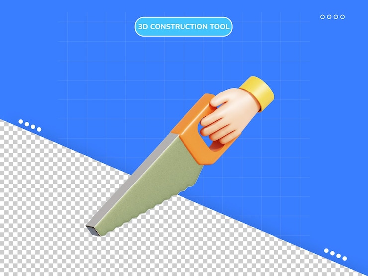 PSD icono 3d de sierra de mano