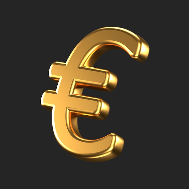 Icono 3d de un signo de euro de oro