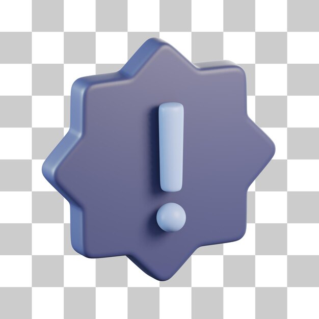 Icono 3D de signo de exclamación de alerta de octágono