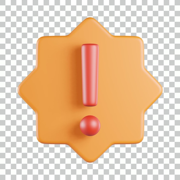 Icono 3D de signo de exclamación de estrella octogonal cuadrada