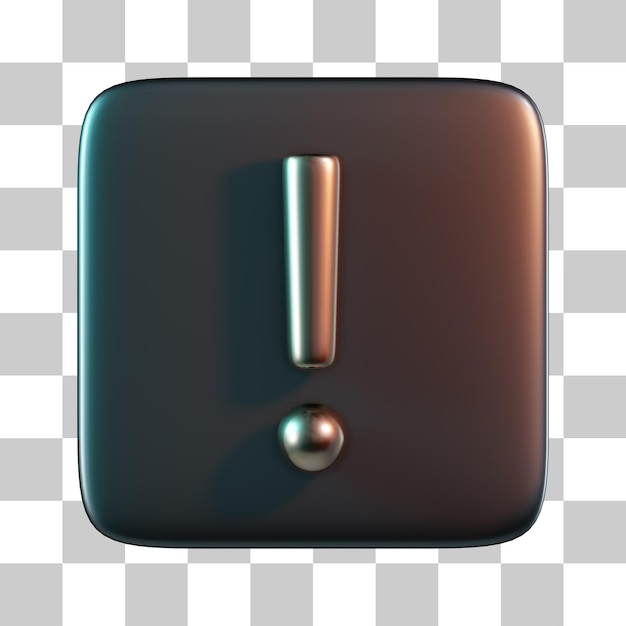 Icono 3D de signo de exclamación de rectángulo