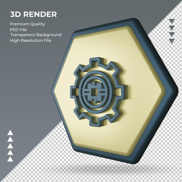 Icono 3d signo de fábrica de chips que representa la vista derecha