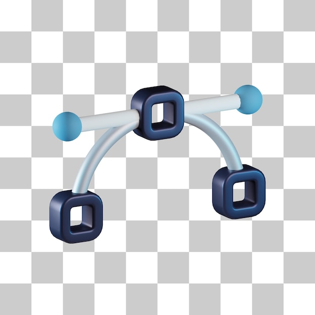 Icono 3D del símbolo de nodos vectoriales de curva