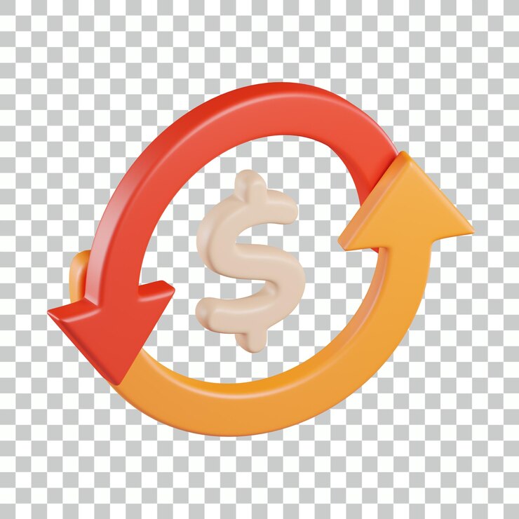 PSD icono 3d de sincronización de dólar de moneda
