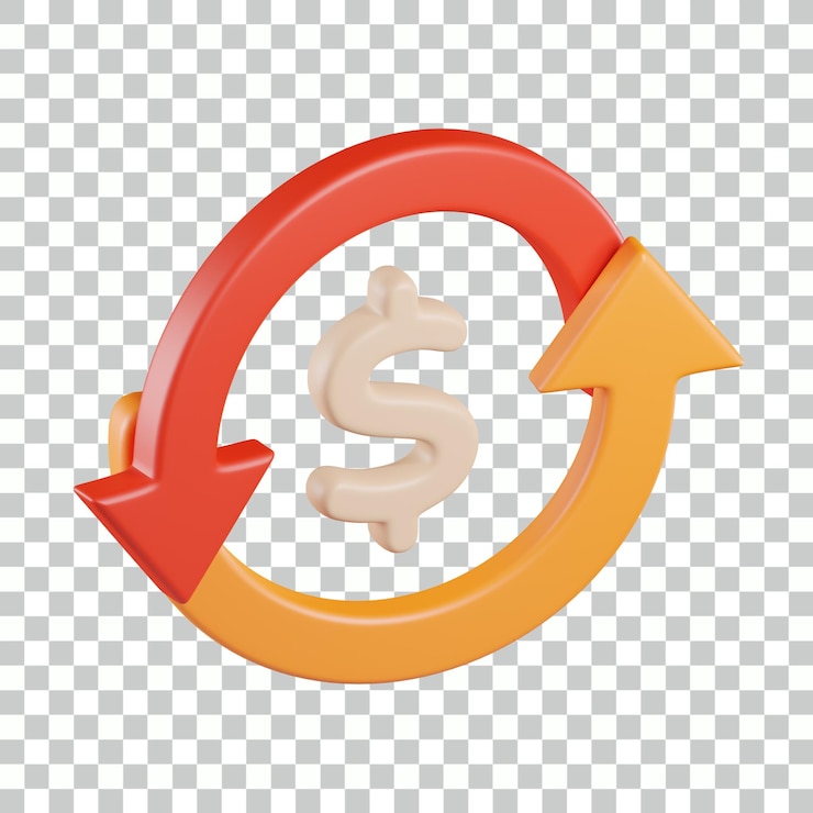PSD icono 3d de sincronización de moneda dólar