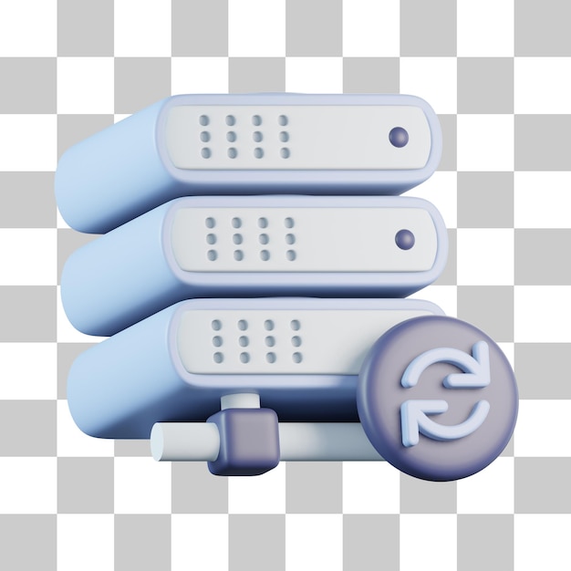 Icono 3D de sincronización del servidor