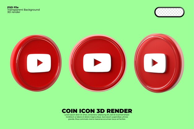 icono 3d social media renderizado transparente youtube
