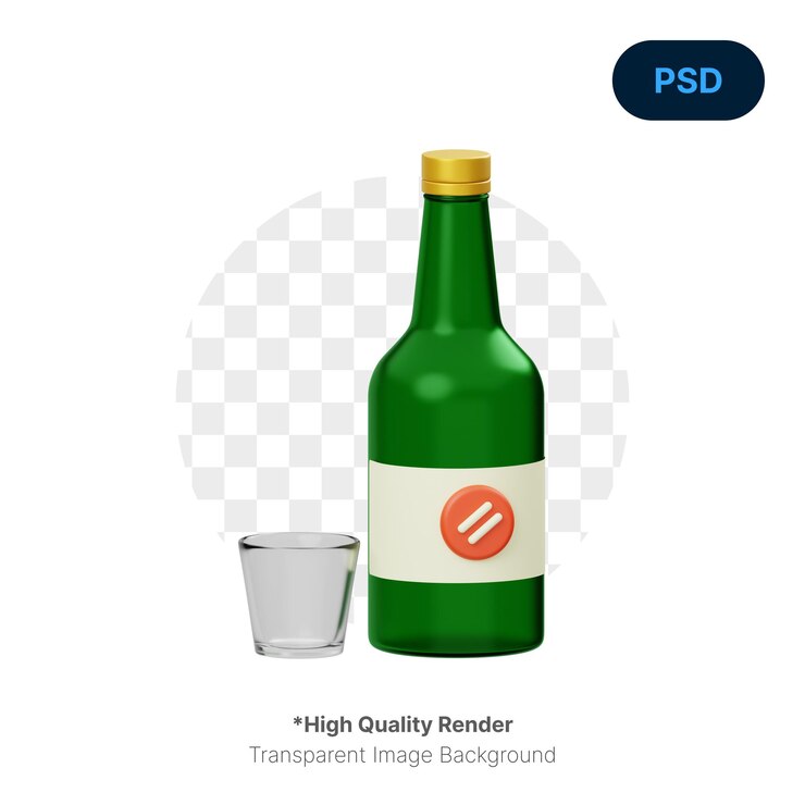 PSD icono 3d de soju psd premium