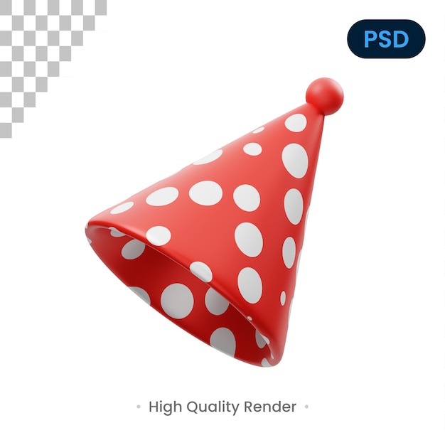 PSD icono 3d de sombrero de fiesta psd premium