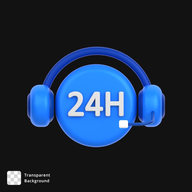 Icono 3D de soporte las 24 horas