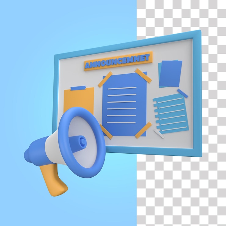 PSD icono 3d del tablero de anuncios
