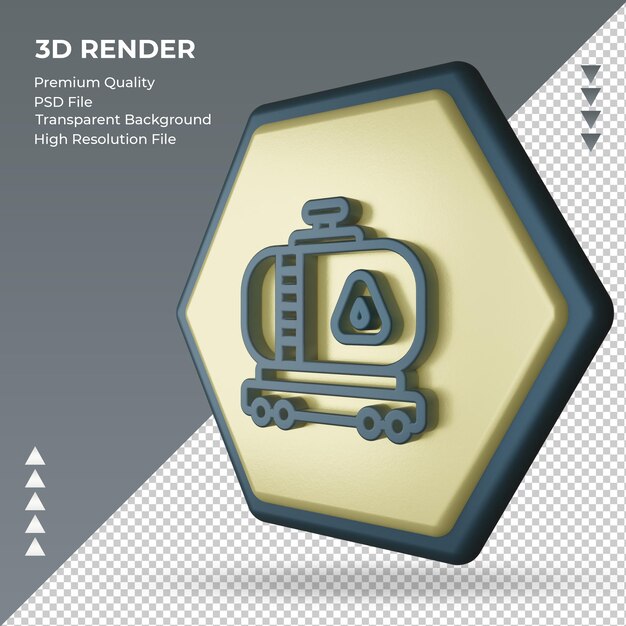Icono 3D, tanque de aceite, fábrica, señal, interpretación, vista derecha