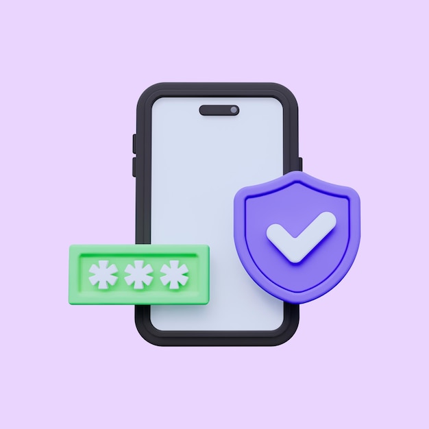 Icono 3D de teléfono seguro