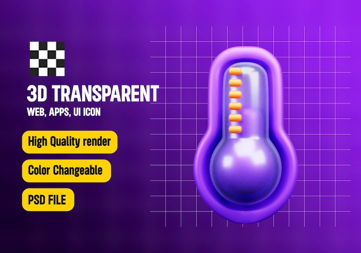 PSD icono 3d de temperatura fría
