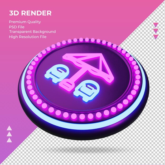 Icono 3d Terrace hotel letrero de neón que representa la vista derecha