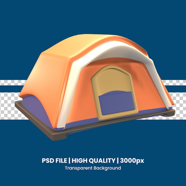 Icono 3D tienda de campaña aislada en el fondo transparente