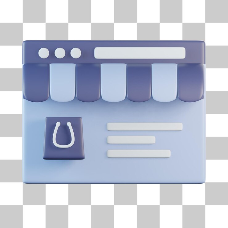 PSD icono 3d de la tienda en línea del sitio web