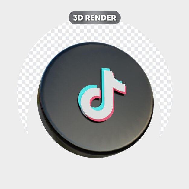 Icono 3d de tiktok del lado izquierdo aislado de las redes sociales