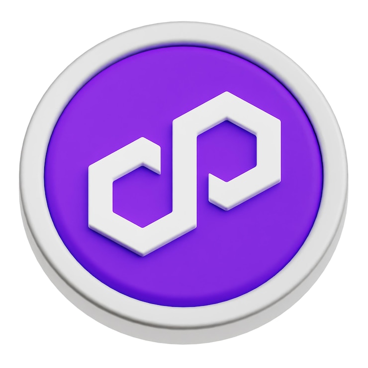 PSD el icono 3d del token criptográfico del polígono aislado en el fondo blanco