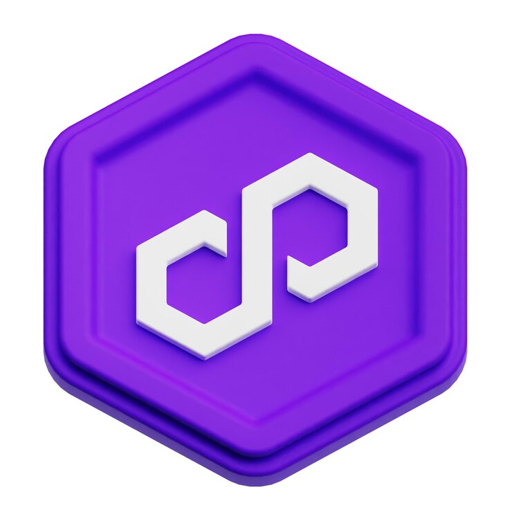 PSD el icono 3d del token criptográfico del polígono aislado en el fondo blanco